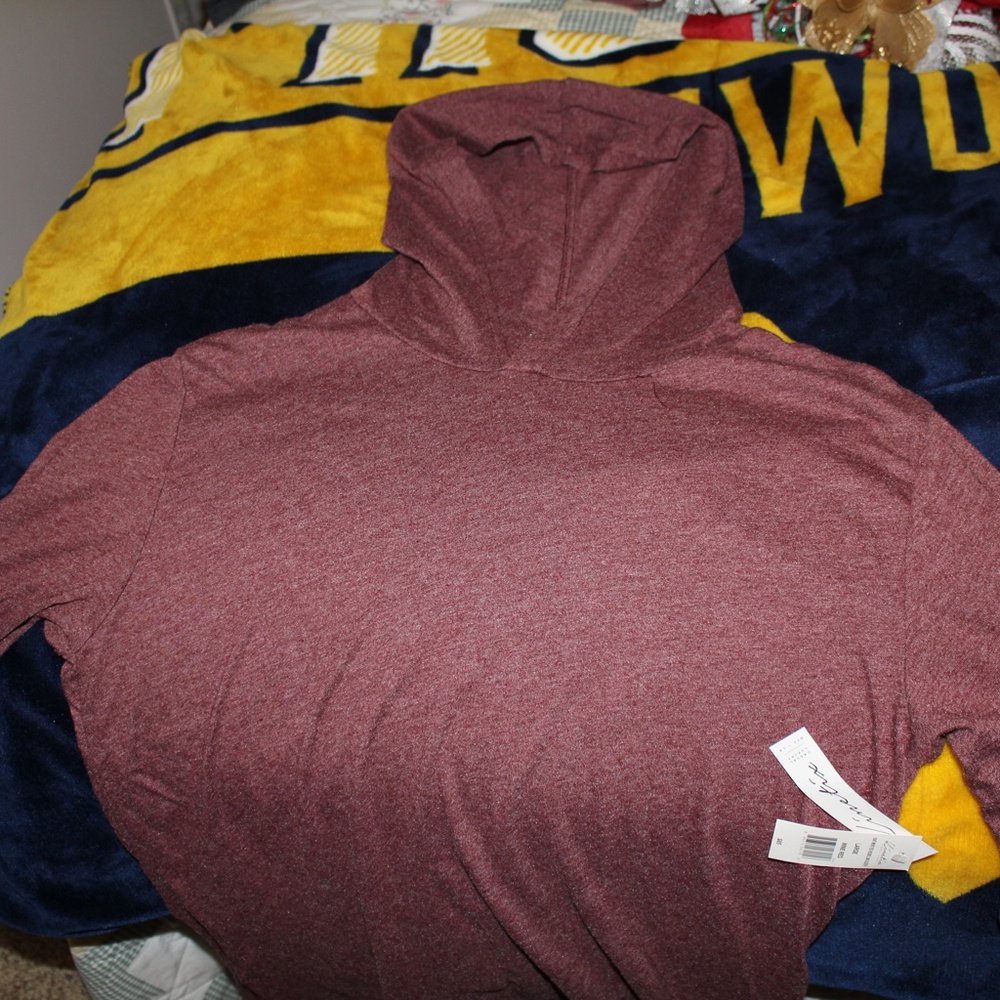 Kinetix, Men's long sleeved hoodie shirt, Medium, Wine Red